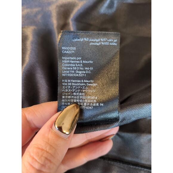 H&M Emerald Green Holiday Jacket Sz 6 Long Single Breasted Sparkle Satin Lapel - Picture 8 of 8